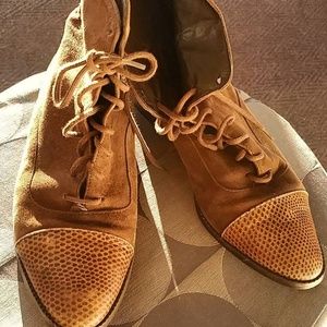 Italian Made Brown Suede + Snakeskin Shoes